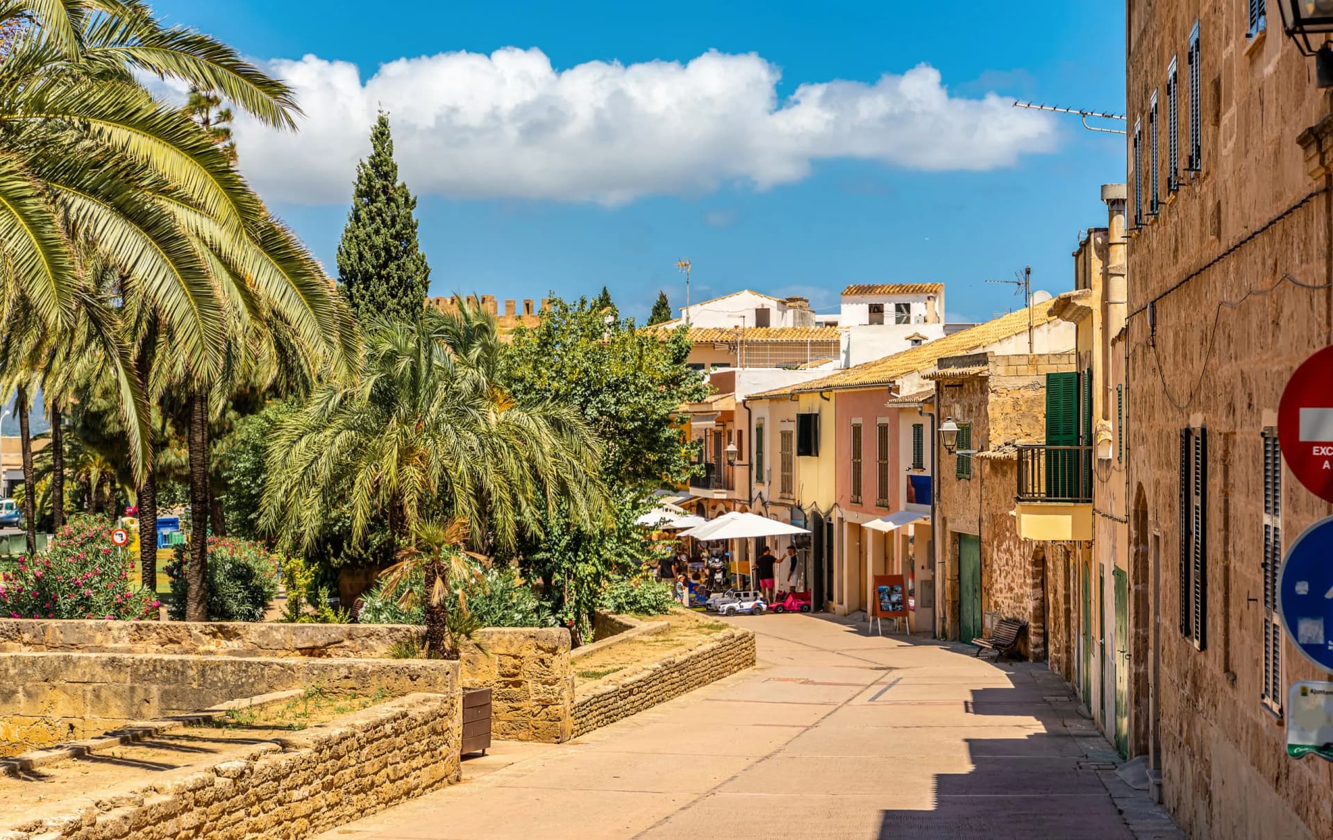 Old street of Alcudia, Majorca island.