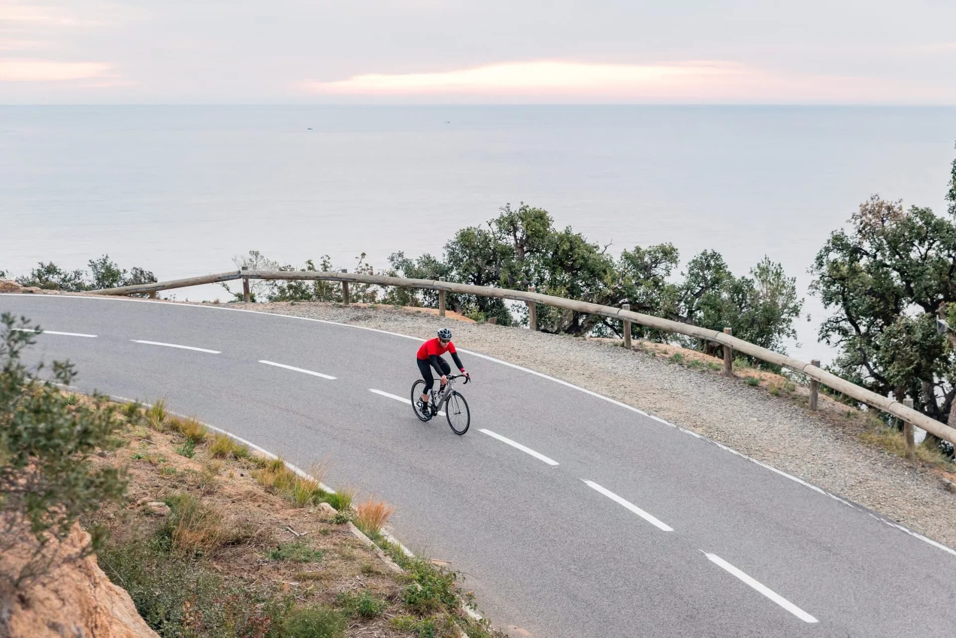 Early Morning Road Cycling along the Coastal Highway