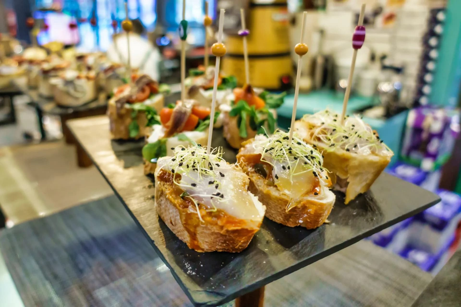 Typical Pintxos (Tapas) In Bilbao.