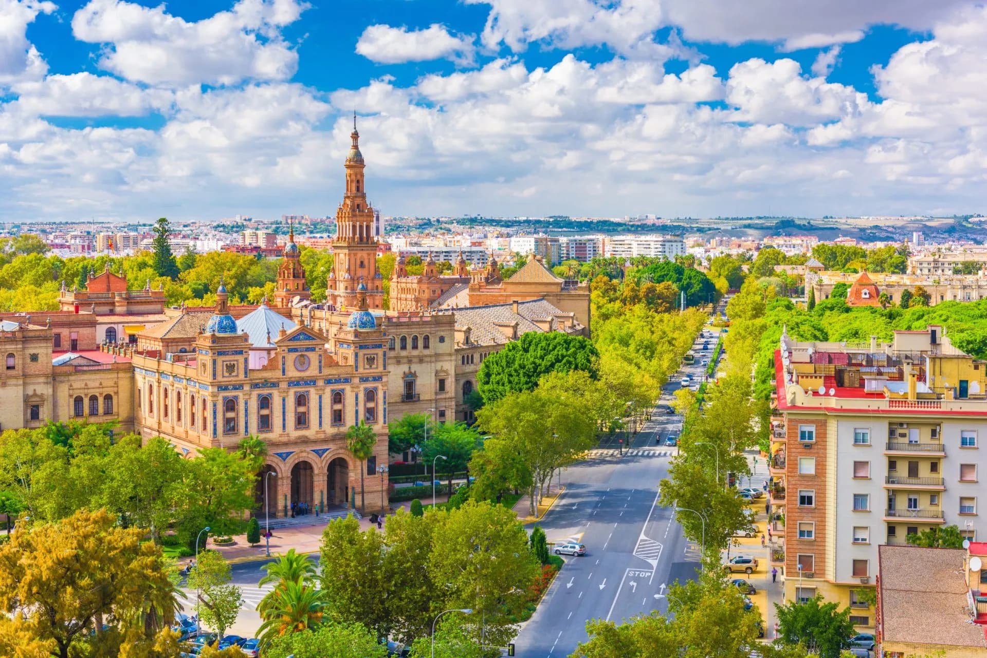 Seville, Spain cityscape with Plaza de Espana