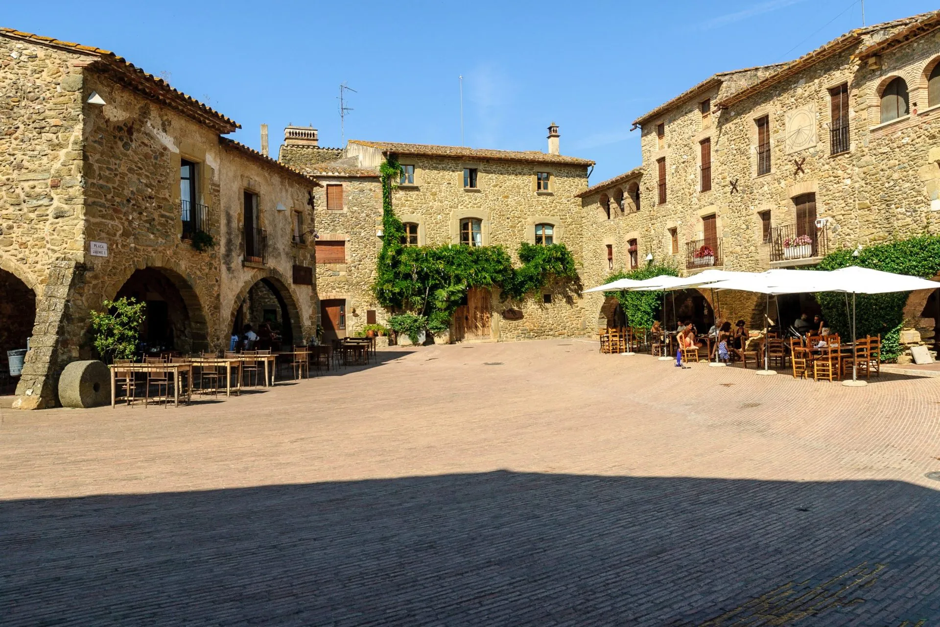 sight of the streets of the medieval town of Monells in Gerona, Spain.